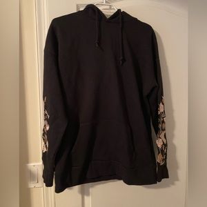 Black floral embroidered hoodie